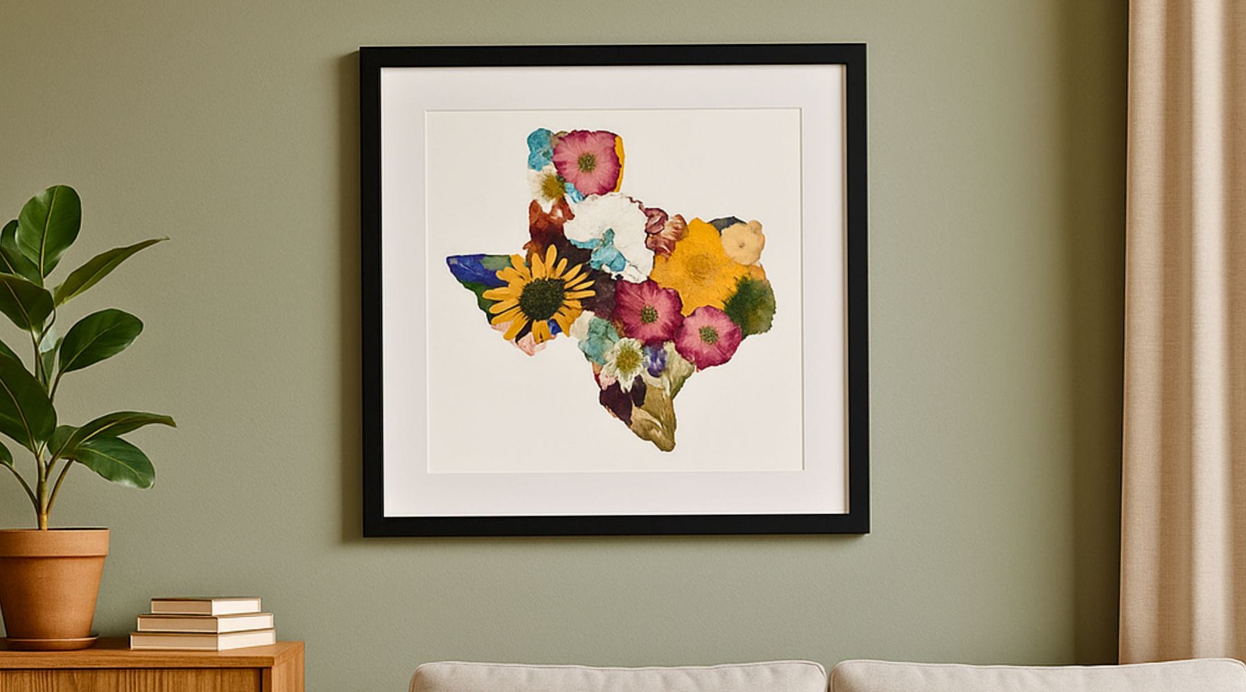 Texas Strong Pressed Flower Art Print for Kerr County Flood Relief - dbandrea