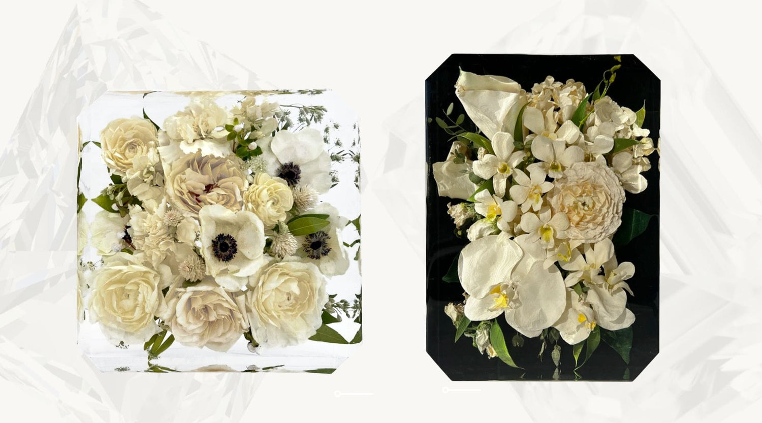 Emerald And Asscher Resin Floral Blocks - DBANDREA