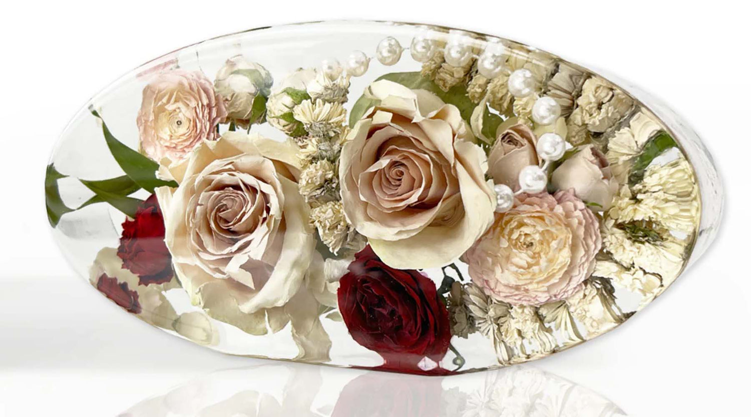 Oval Resin Floral Block - dbandrea