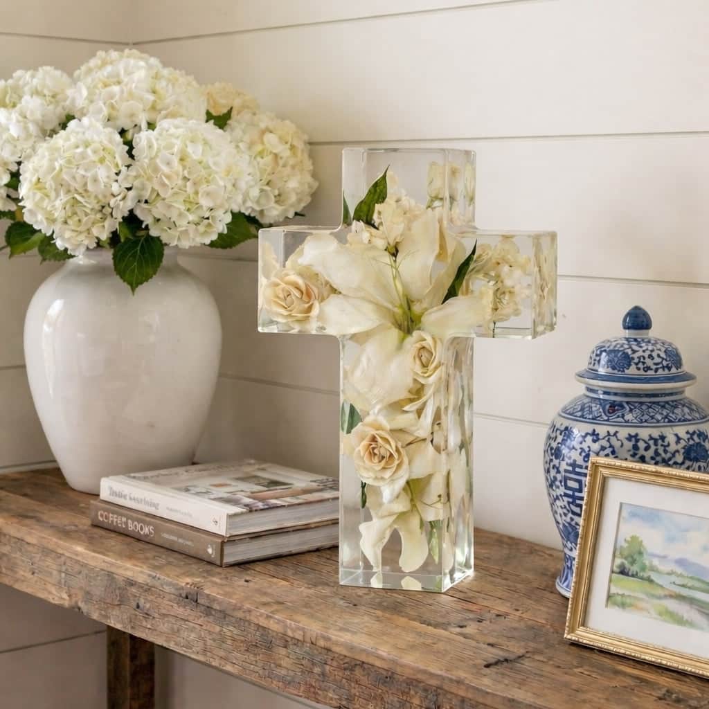 dbandrea Floral Block 12" x 8" Cross