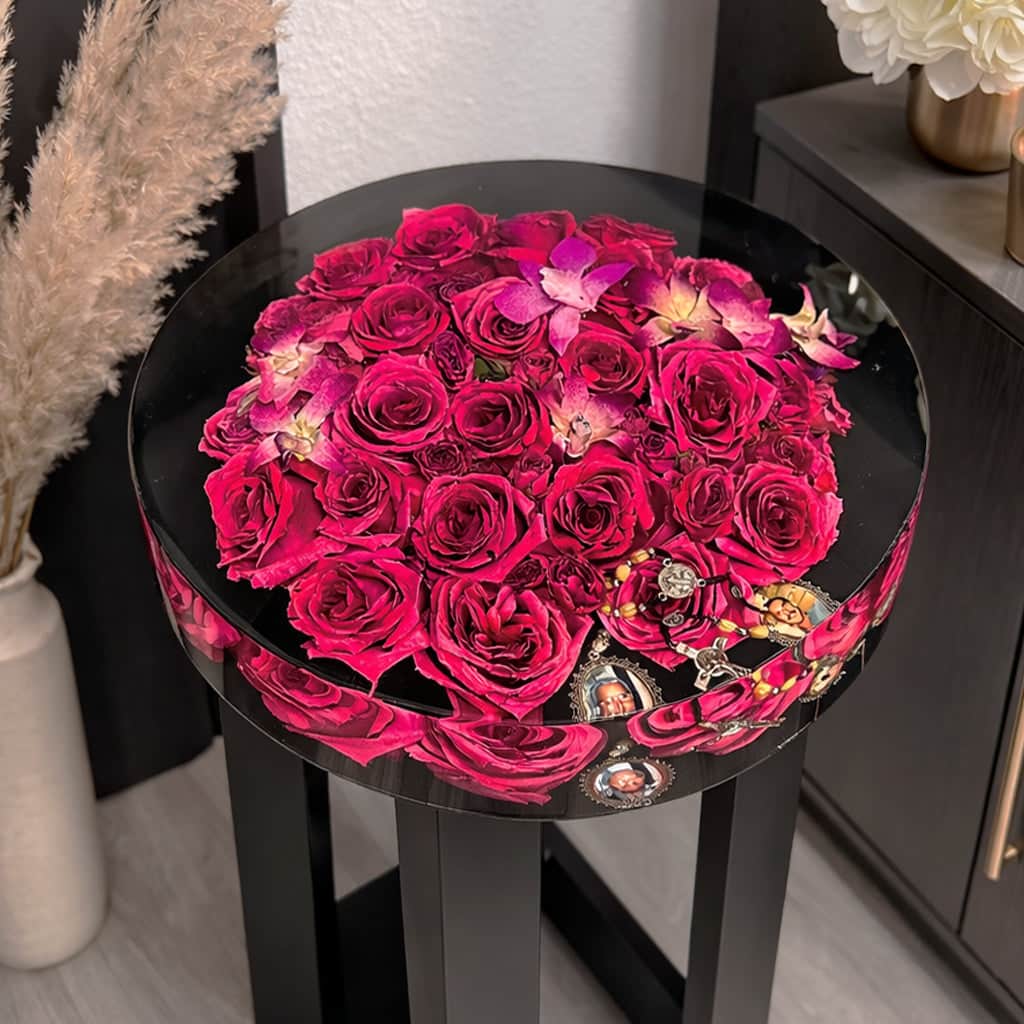 dbandrea Floral Block 14" Circle Martini Table