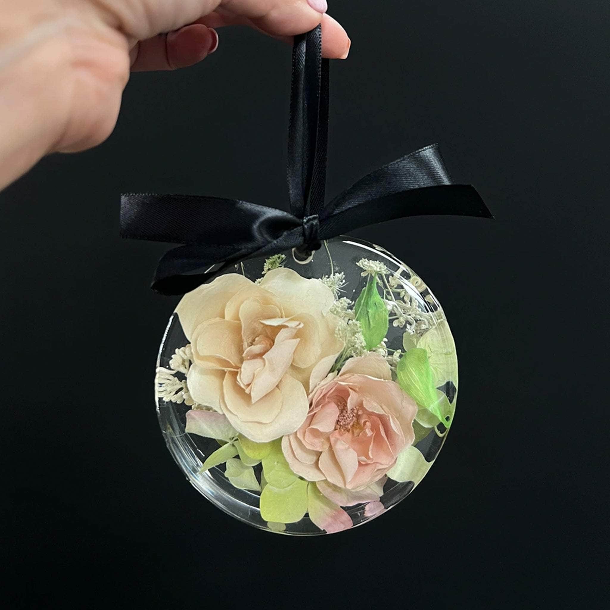 dbandrea Floral Block 4" Circle Ornament (1" thick)