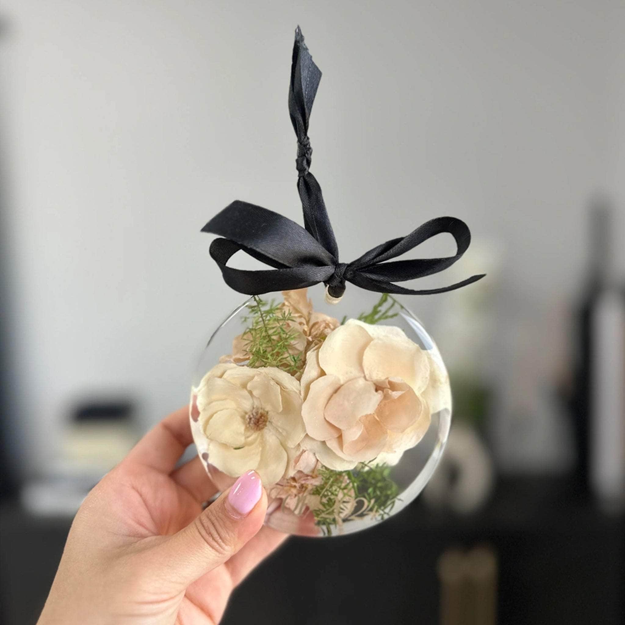 dbandrea Floral Block 4" Circle Ornament (1" thick)