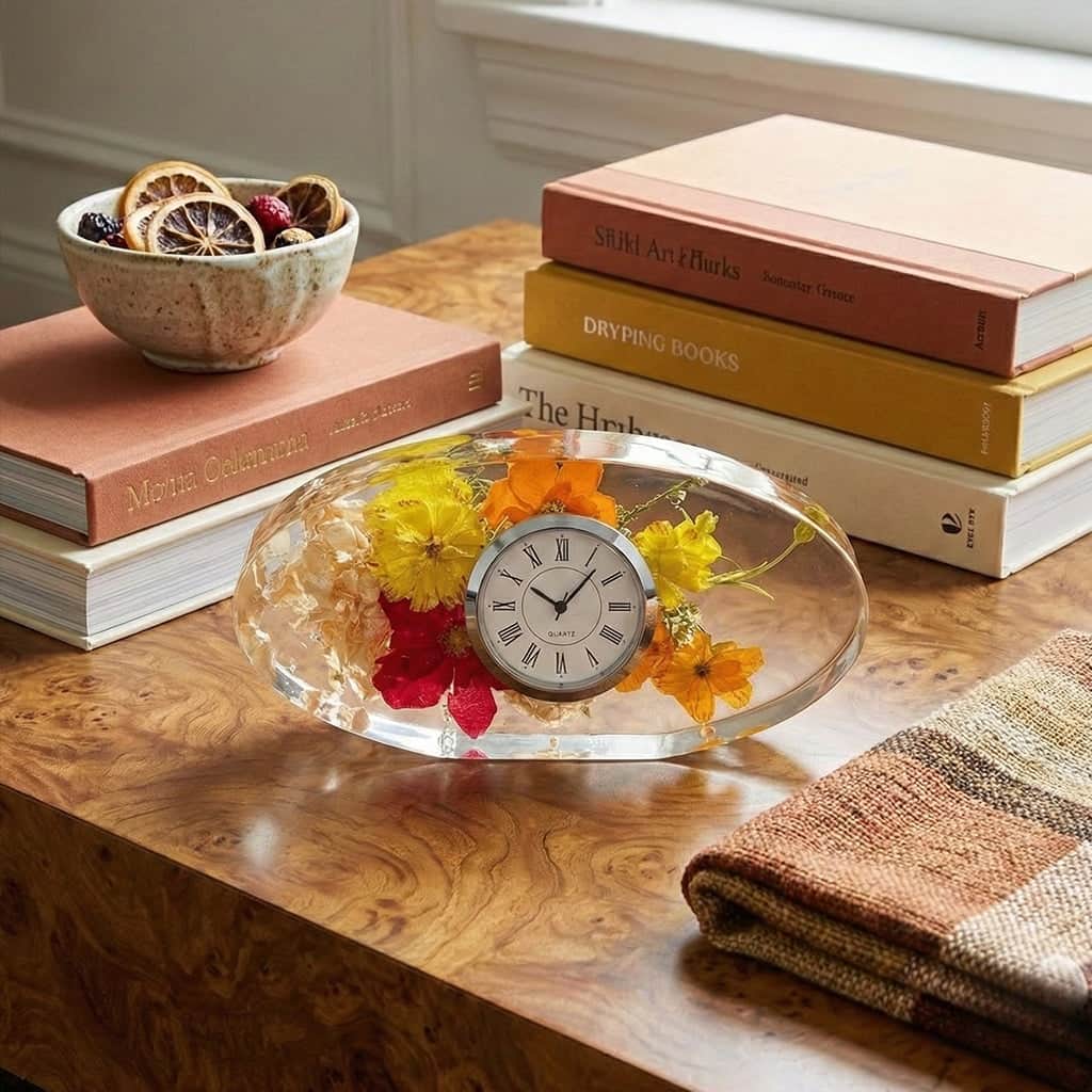 dbandrea Floral Block 5" x 10" Oval Floral Clock