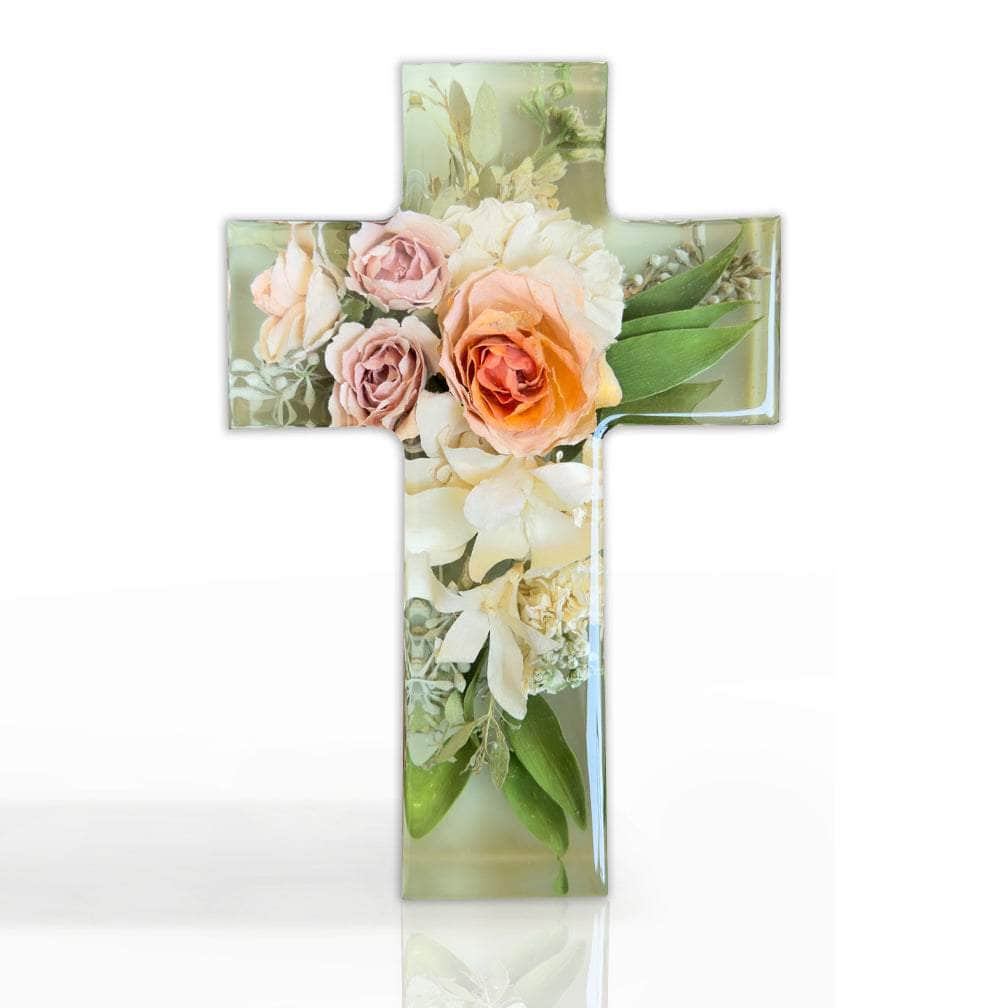 dbandrea Floral Block 8" x 5.25" Cross (2" thick)