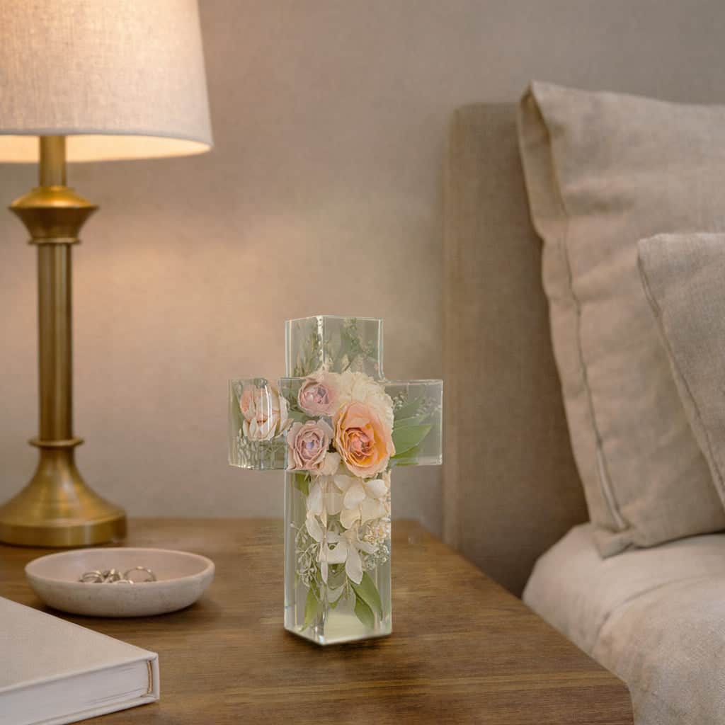 dbandrea Floral Block 8" x 5.25" Cross (2" thick)