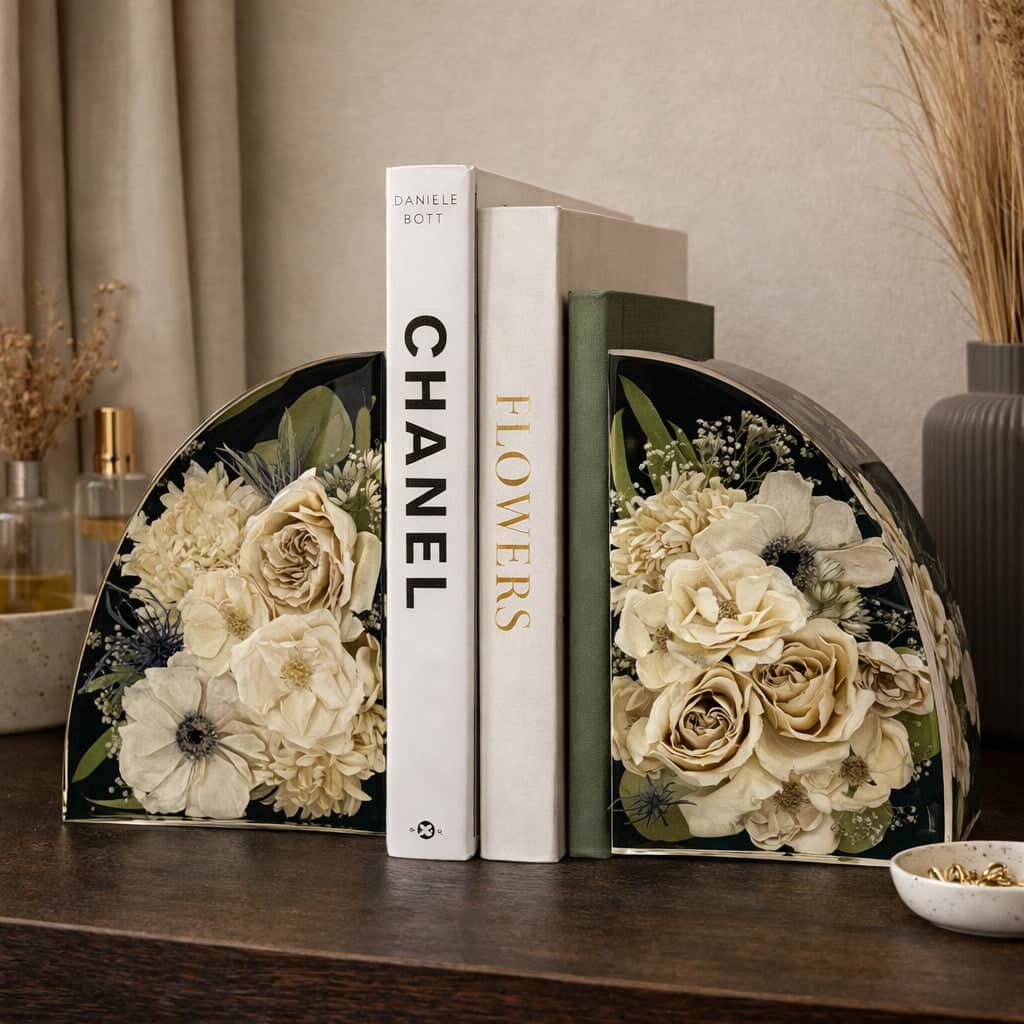 dbandrea Floral Block 9" x 6.5" Bookends