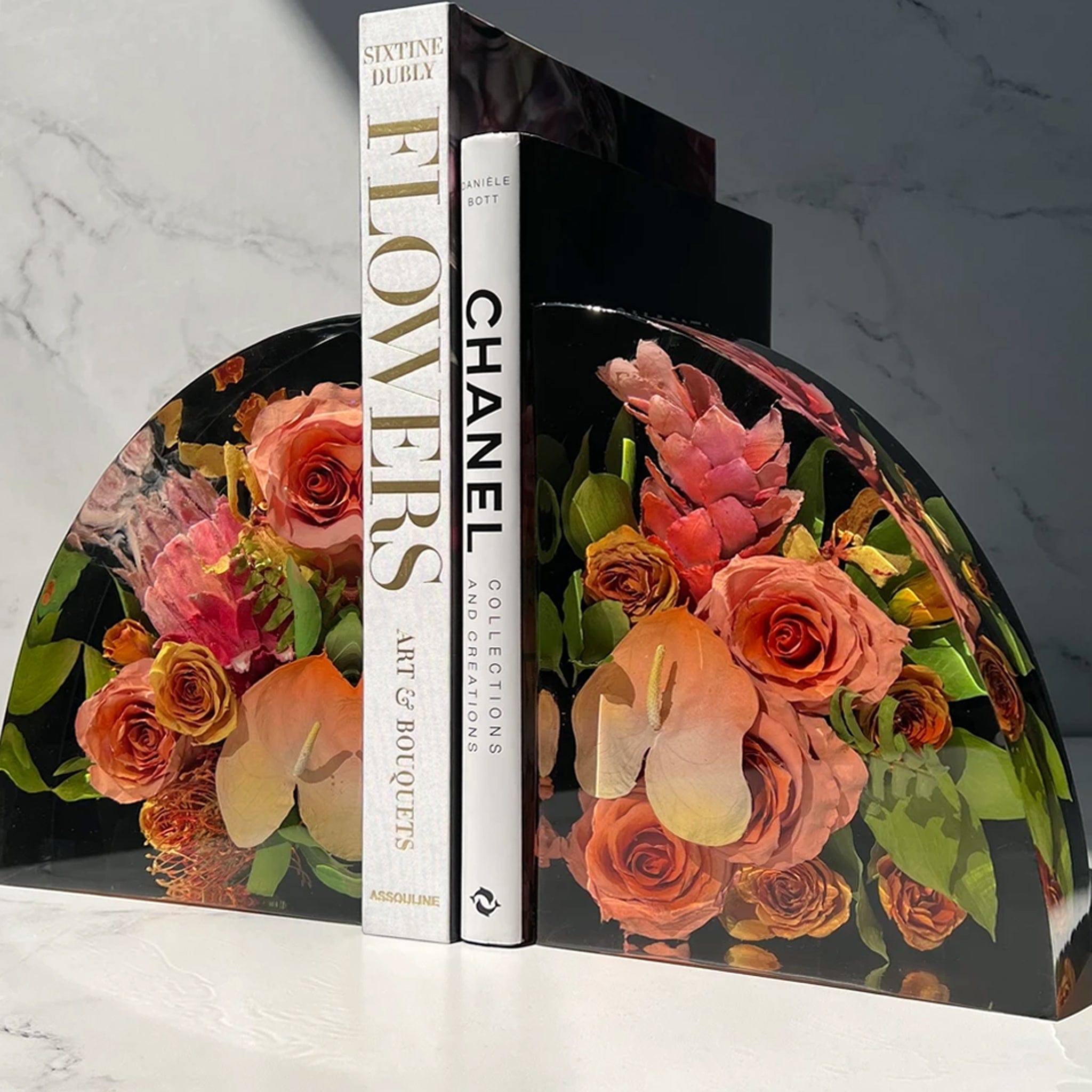 dbandrea Floral Block 9" x 6.5" Bookends