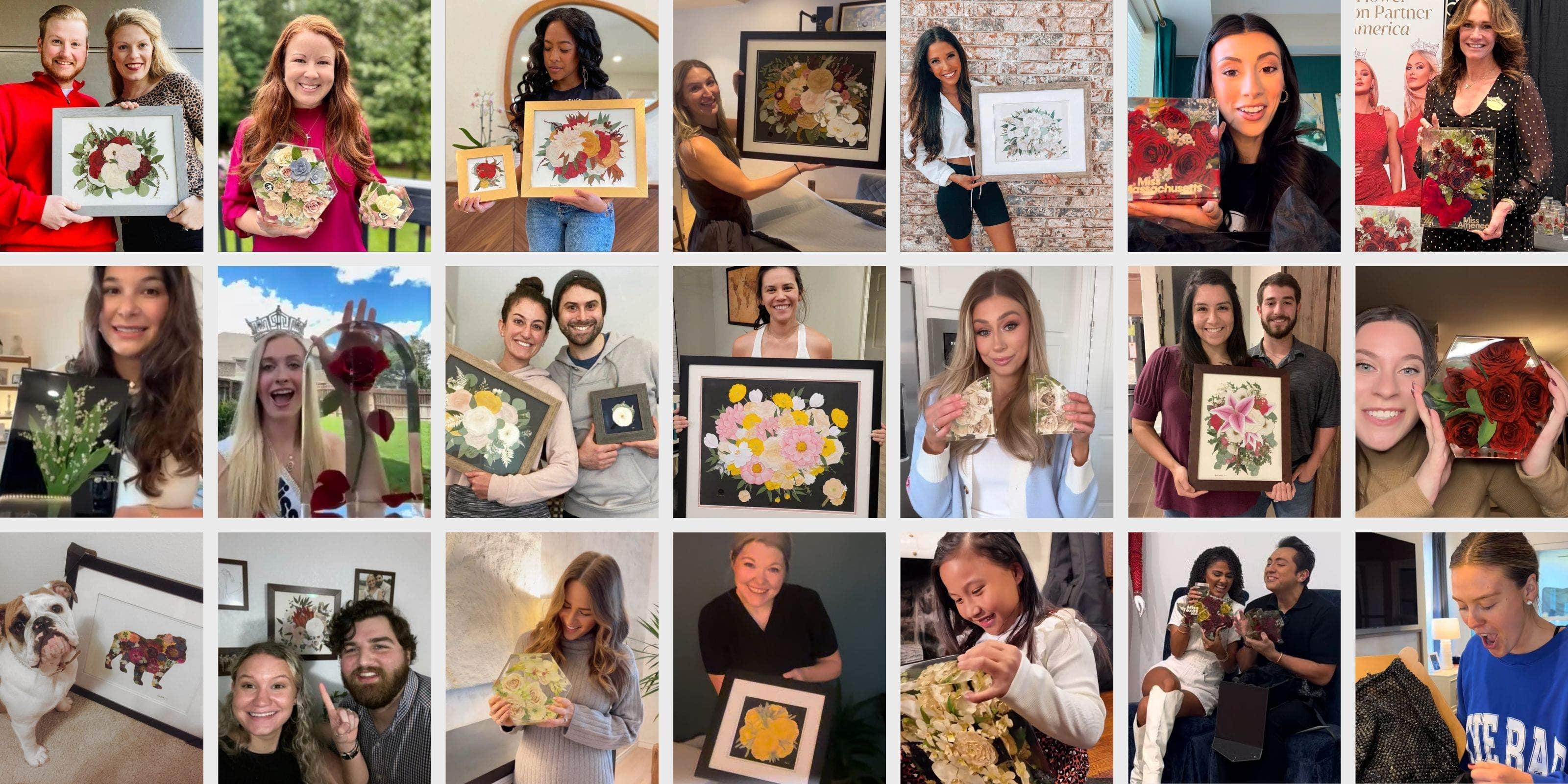 Happy Clients Smile As They Show Their Floral Preservation - dbandrea