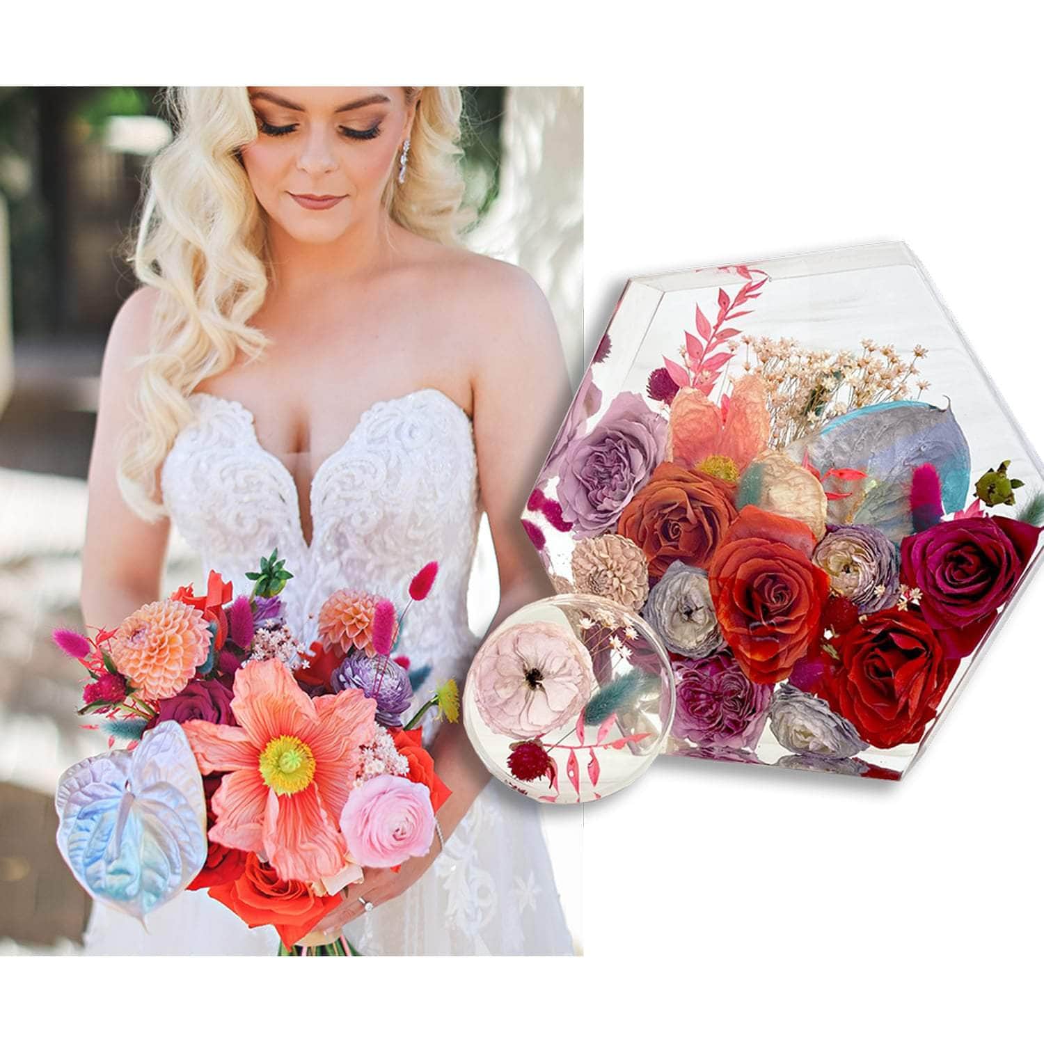 Floral Block Hexagon Bouquet Preservation - Dbandrea