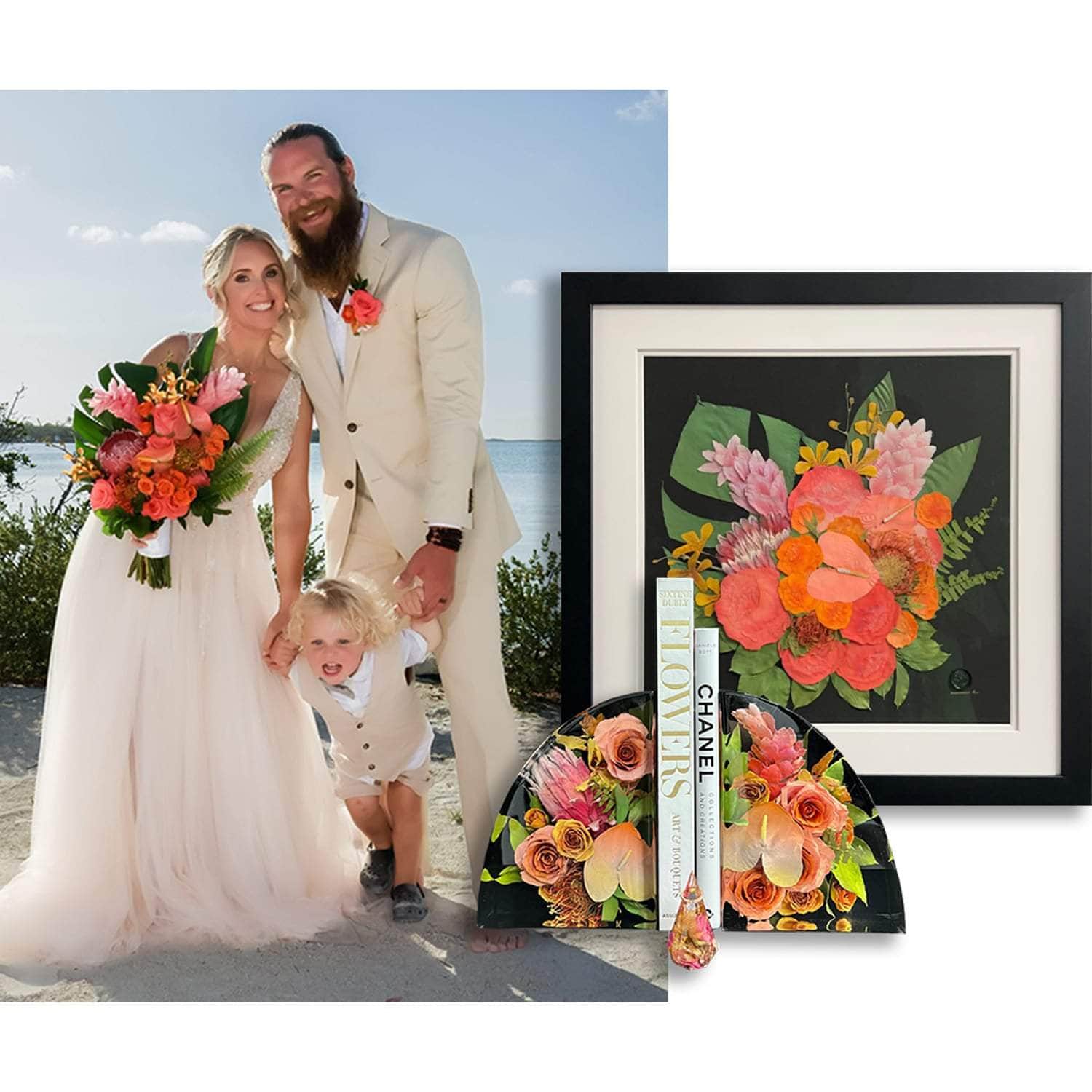 Wedding Bouquet Flower Preservation Frame and Bookends - Dbandrea