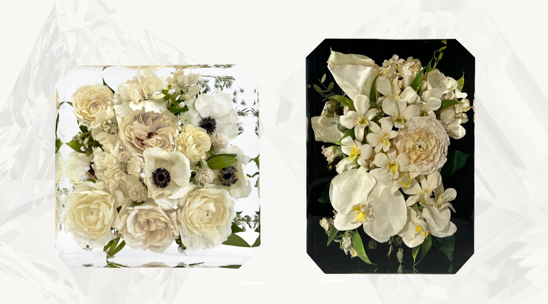Emerald And Asscher Resin Floral Blocks - DBANDREA