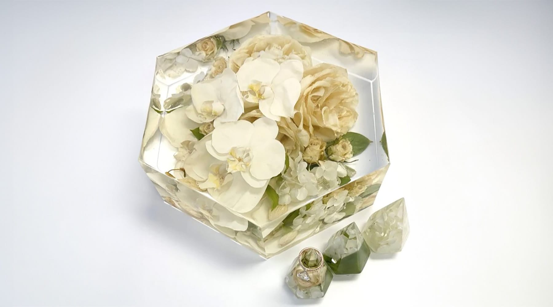 Wedding Bouquet Resin Preservation & Flower Preservation Resin Ring Diamonds - DBandrea