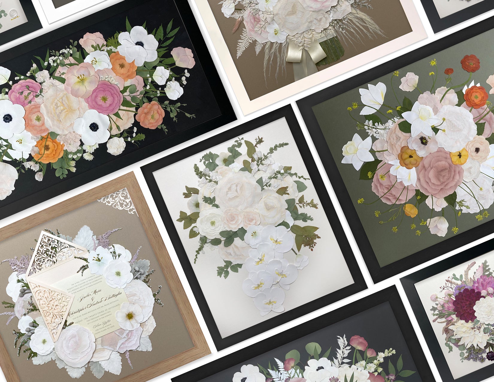 Pressed Framed Floral Preserves And Flower Invitation Arrangements - DBAndrea