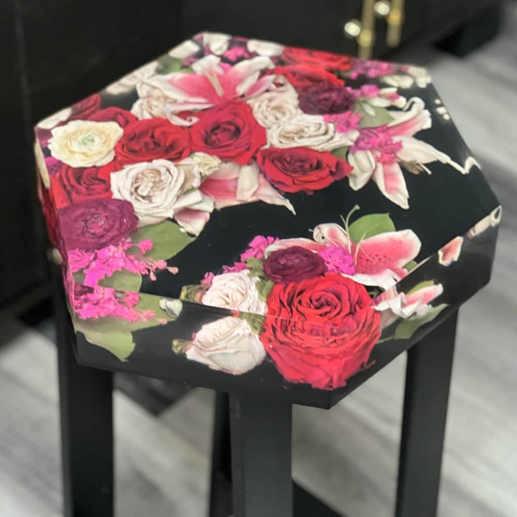 dbandrea Floral Block 14" Hex Martini Table