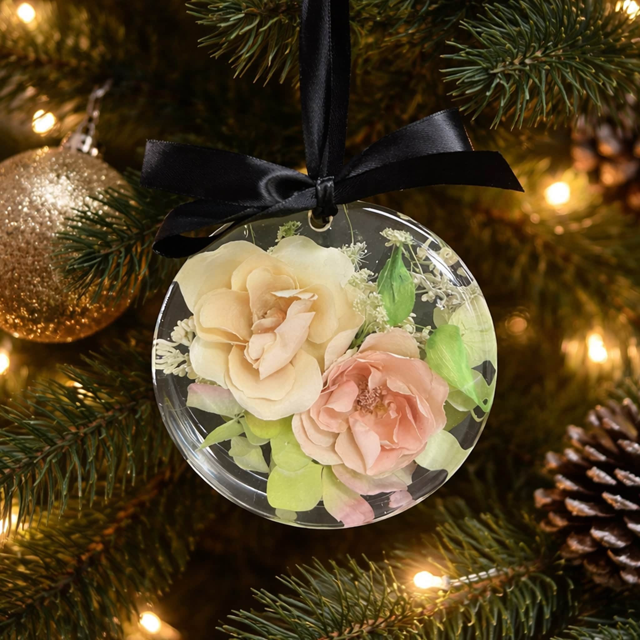 dbandrea Floral Block 4" Circle Ornament (1" thick)