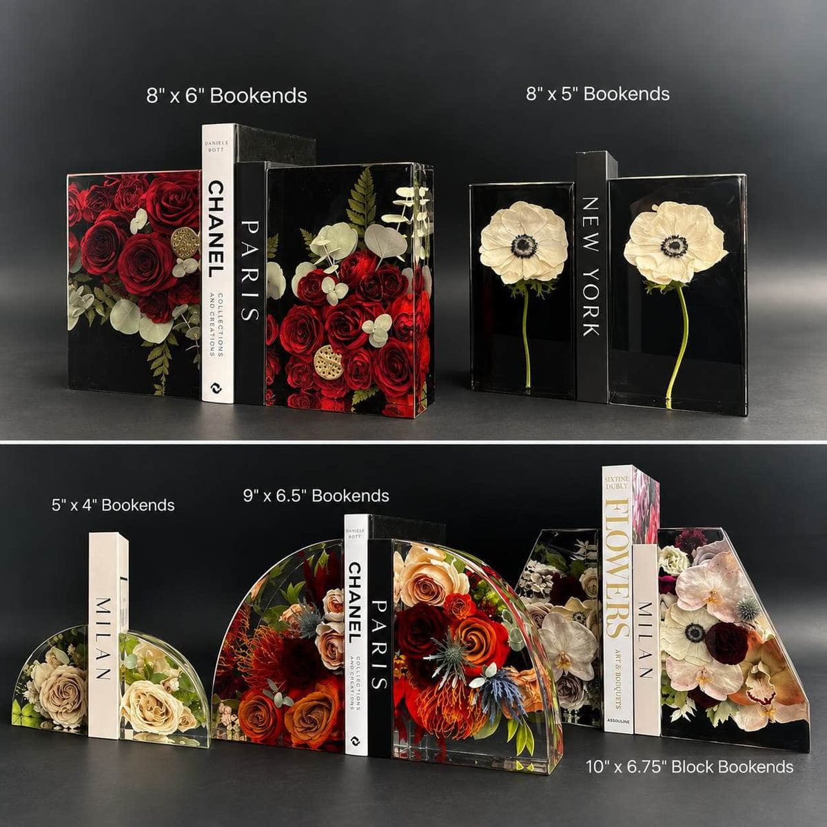 DBANDREA Floral Block 5" x 4" Bookends