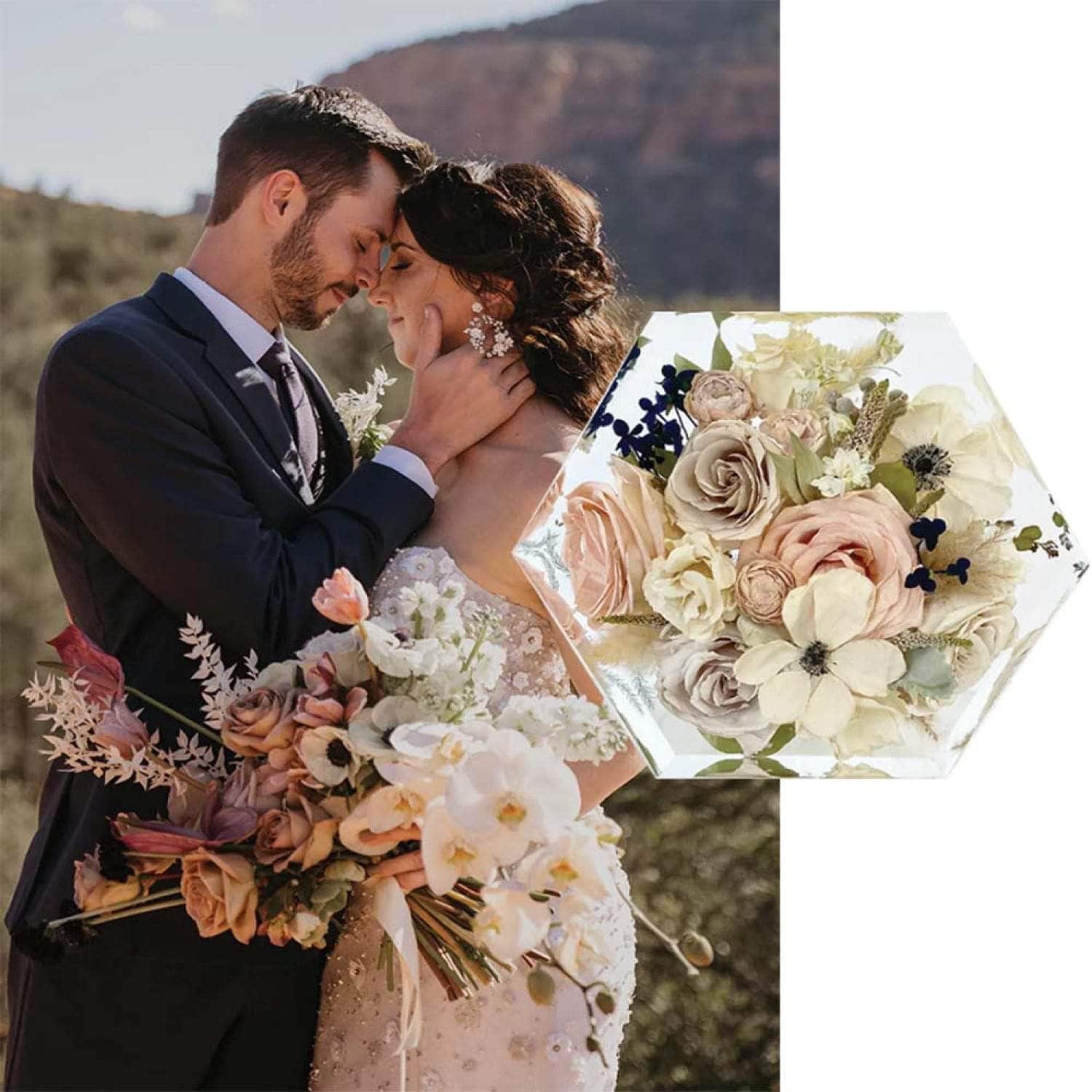Wedding Bouquet Preservation Floral Resin Block - dbandrea