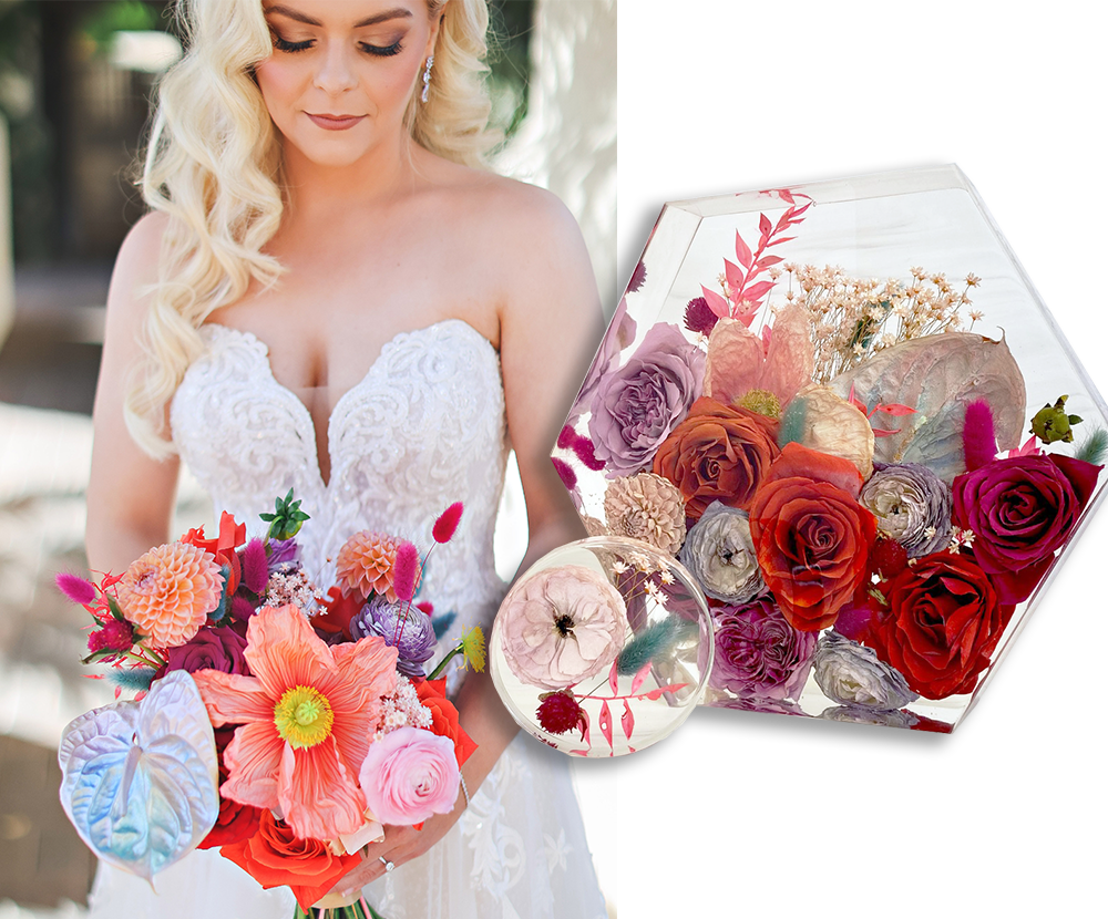 DBA Floral Block Wedding Bouquet Preservation - Designs by Andrea